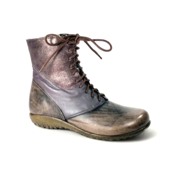Naot Shoes - Naot Atopa Women's Size 10 (41) Volcanic Gray/Seal Brown Hash Suede LaceUp Boots